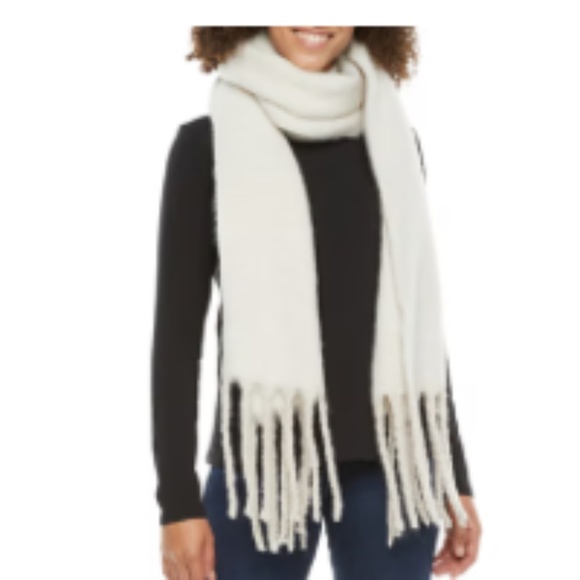 a.n.a Xl Fringe Oblong Cold Weather Scarf Cast Stone White - Picture 8 of 8